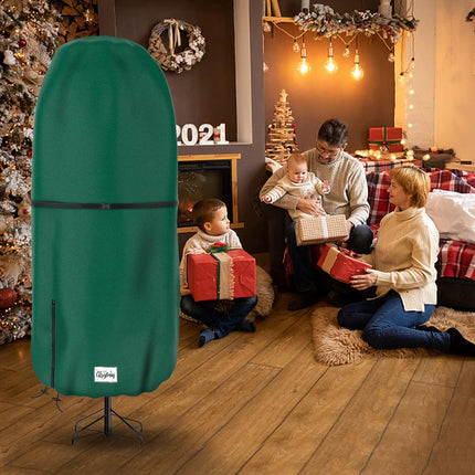 Upright Christmas Tree Storage Cover, Tear Resistant Adjustable 7.5 Foot Christmas Tree Storage Bag for Artificial Tree Standing with Ornaments,Christmas Tree Cover Waterproof, Dustproof