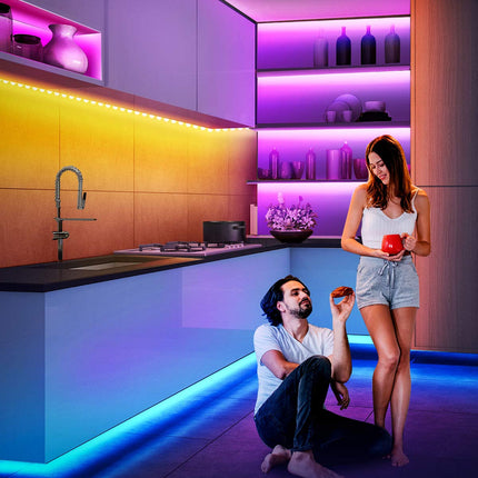 Fussion 130ft Smart LED Strip Lights Bluetooth with Remote, LED Lights for Bedroom with Remote Music Sync, Room Christmas Decoration(130ft APP+ Remote+ Mic Control)