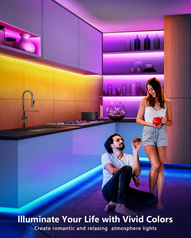 Fussion 130ft Smart LED Strip Lights Bluetooth with Remote, LED Lights for Bedroom with Remote Music Sync, Room Christmas Decoration(130ft APP+ Remote+ Mic Control)