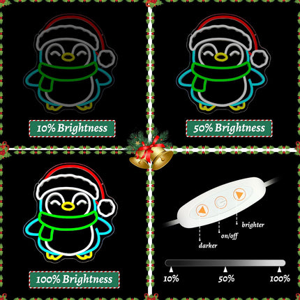 Christmas Neon Signs for Wall Decor Penguin Neon Sign Christmas Neon Lights Dimmable Christmas Led Signs for Bedroom Wall Party Birthday Christmas Decor Presents Penguin Decor