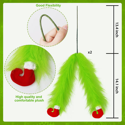 2 Pcs Christmas Tree Picks 27 Inch,Green Furry Legs for Christmas Tree Topper Wreath Vase Filler,Christmas Tree Decorations