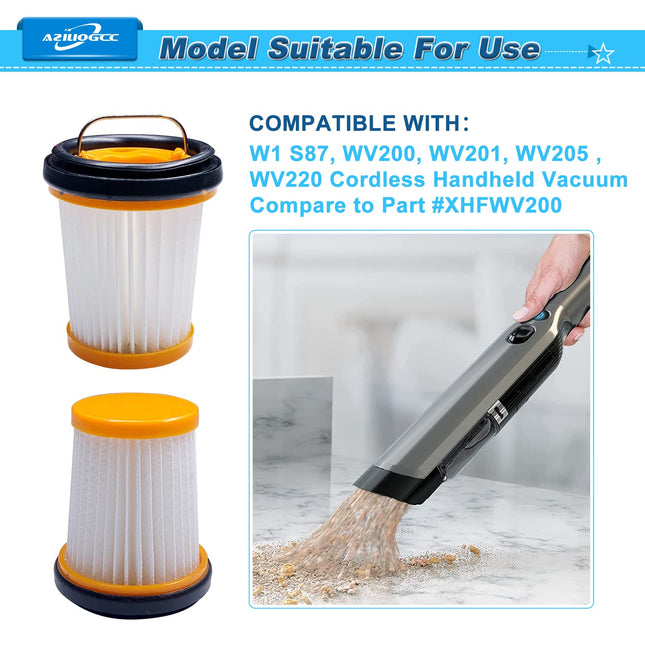 8 Pack S Fabric Vacuum Filters For Shark Ion W1 S87 Cordless Handheld Vacuums Wv200, Wv201, Wv205, Wv220. Replace Part Xhfwv200