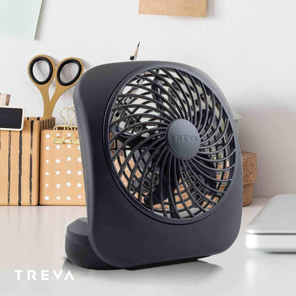 O2Cool Treva 5 Inch Battery Powered Fan Portable Desk Fan 2 Cooling Speeds With Compact Folding Tilt Design Small Fan Cubicle