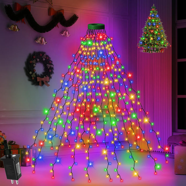 400 LED Christmas Tree Lights 8 Modes Christmas String Lights for Tree with Timer 6.6FT x 16 Lines Waterproof Christmas Decorations Outdoor/Indoor with Memory Function, Multicolor