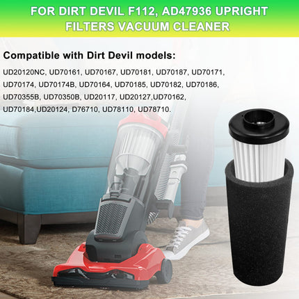 F112 Filter For Dirt Devil Endura Vacuum Parts Ud70187 Ud20120Nc Ud20124 Ud70167P Ud70171 Ud70186 Ud70174 Ud70161 Ud70181 Ud70355B, 4 Pack Odor Trapping Filter Replace Part Ad47936