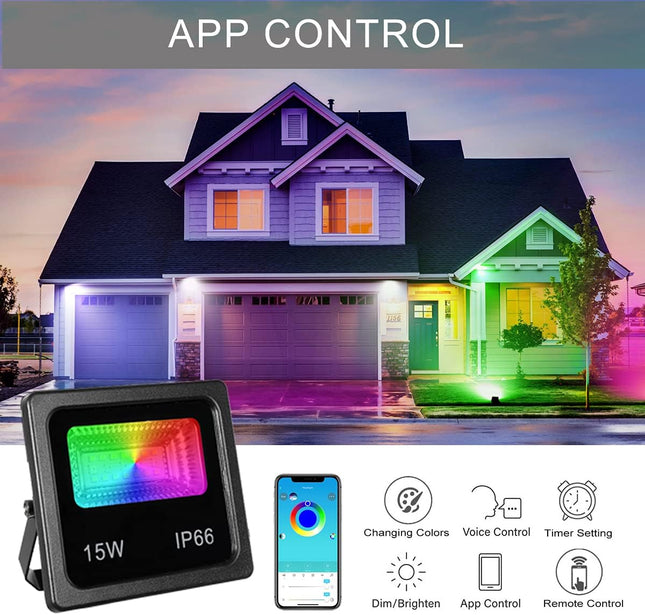 150W Led Color Changing Flood Lights Multi Colors RGB Uplighting with Remote, IP66 Waterproof Stage Light, Dimmable Colored LED Lights , Floor Lights for Christmas Party Outdoor Indoor Decor - 2 Pack