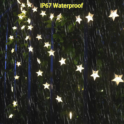 Christmas Decorations Outdoor Solar Star String Lights, 50LED 23ft Solar Powered Christmas Fairy Lights, 8 Modes Waterproof Solar Christmas Lights for Outside Garden Patio Yard Christmas Tree Decor