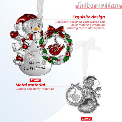 LIFE&FOOT Christmas Tree Ornaments Hanging Charm Decorative Pendant of Car Charm Holiday Keepsake Home Decor (Snowman (Silver))
