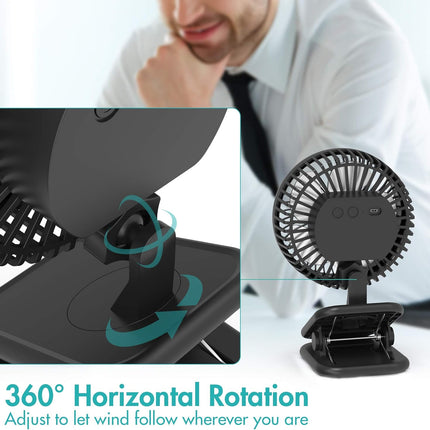 Comlife 6Inch Clip On Fan,10000Mah Battery Operated With Max 53H Work Hours For Power Outage, 4 Speeds, Fast Air Circulation