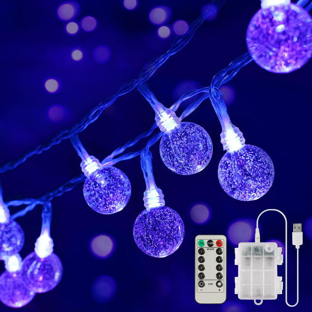 OMIKA 15FT 30 LED Black Light Battery Operated, UV Black Christmas Lights String, Twinkle Fairy Lights with Remote, Blacklight for Halloween Bedroom Glow Party Body Paint Fluorescent Tapestry Decor