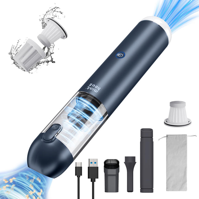 Minthouz Handheld Vacuum Cleaner 17000Pa, 120W Cordless Car Vacuum Rechargeable With Blower, 2Speed Portable Wireless Mini Hand Held Vacuum Cleaner With Ledsos Light For Carhomepetofficekeyboard
