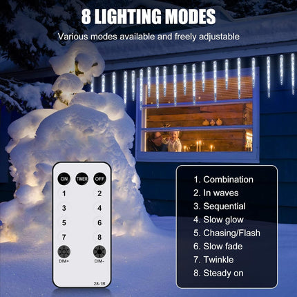 Icicle Lights Outdoor 29.42ft with Remote - 20 Tubes 100 LED Icicle Christmas Lights, Waterproof Icicle Indoor Lights for Tree Patio Roof Holiday Decor, Cool White