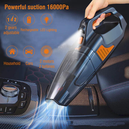 Handheld Vacuum Cleaner, 16000Pa Powerful Suction Cordless Rechargeable, For Car Home Office Cleaning With Led Light