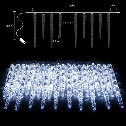 Icicle Lights Outdoor 29.42ft with Remote - 20 Tubes 100 LED Icicle Christmas Lights, Waterproof Icicle Indoor Lights for Tree Patio Roof Holiday Decor, Cool White