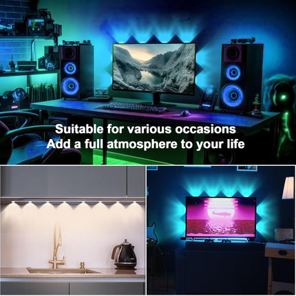 LED Strip Lights 10.8ft Smart RGB Color Changing for TV 32-50 inch, IP65 Waterproof Music Sync LED Light Strips with Remote APP Control for Bedroom, Party, Christmas, Halloween, Birthday