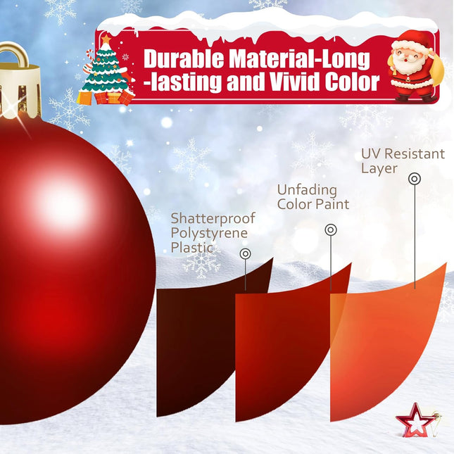 Christmas Ball Ornaments 24pcs 2.5-Inch Christmas Tree Decorations for Xmas Tree Balls, Ideal for Holiday Christmas Party Wreath Tabletop Tree Decor Ornaments（Red）