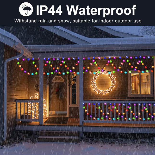 LED Christmas Lights Outdoor, 34Ft 380 LEDs Christmas Half-Round String Lights, Extendable Plug in 8 Modes Waterproof Christmas Decoration for Yard Eaves Fence Roofing Wedding Party Decor