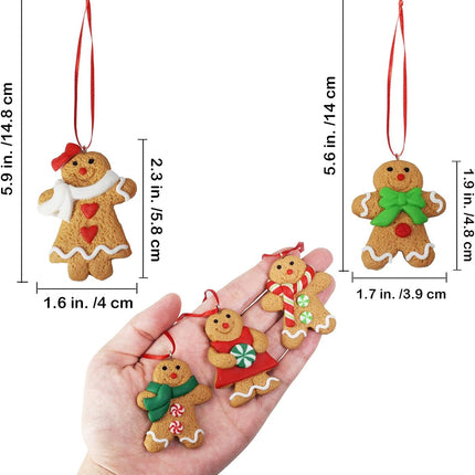 Winlyn Set of 24 Christmas Gingerbread Ornaments Bulk Clay Figurine Ornaments Gingerbread Family Dolls Gingerman Hanging Tree Ornaments for Holiday Stocking Stuffers Tree Wreath Mantel Decor