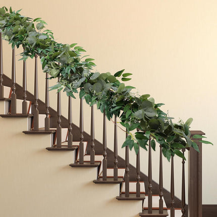 10 Sets Christmas Artificial Greenery Garlands Bulk Total 55.8 Feet Silver Dollar Eucalyptus Garland with Willow Leaves Garland Fake Vines for Rustic Wedding Baby Shower Table Mantel Home Decor