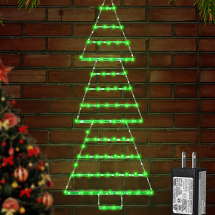 Christmas Decoration Lights, 4.8ft LED Ladder Lights, Christmas Hanging Lights, 8 Light Modes Plug-in Waterproof Christmas Lights for Indoor Outdoor, Wall, Window, Garden - Green