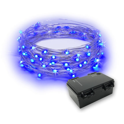 60 LEDs Blue Color String Lights Silver Wire Indoor and Outdoor 20 Feet Firefly Starry Fairy Lights Battery Powered for DIY, Christmas, Holidays, Party, Bedroom and Centerpieces