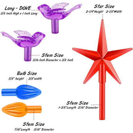 Mudder 206 Pieces Plastic Ceramic Christmas Tree Lights Set, Ceramic Christmas Tree Replacement Lights, Ceramic Christmas Tree Bird Lights and 6 Pieces Stars Replacement Tree Bulb for Christmas Tree