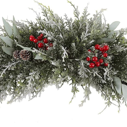 Bsmathom Artificial Christmas Swag, Mailbox Swag Decoration, 31.5" Hanging Christmas Decorations with Pinecones and Berries for Front Door Stairway Window Shelf Festival Xmas Decor