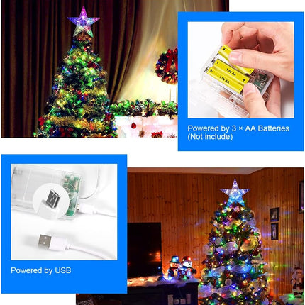 Christmas LED Star Tree Topper Joycabin 9.5 Inch 24 Colours Flash Star Light with Remote Control Christmas Star Lights for Xmas Party Tradition Tree Ornament Holiday Indoors Outdoors Decoration