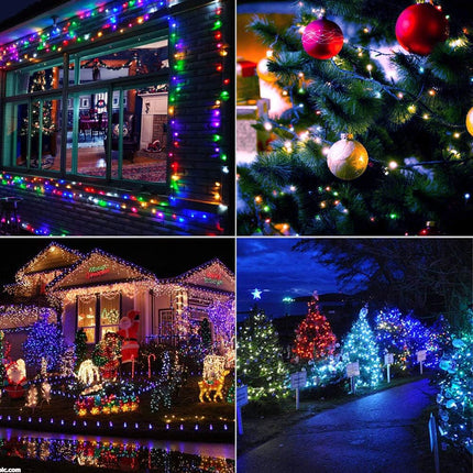 XTF2015 105ft 300 LED Christmas String Lights, End-to-End Plug 8 Modes Christmas Lights - UL - Outdoor Indoor Fairy Lights Christmas Tree, Patio, Garden, Party, Wedding, Holiday (Multicolor)
