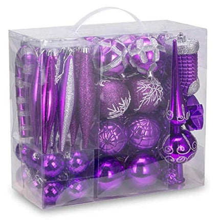 54 Pieces Assorted Christmas Ornaments Tree Decoration Baubles in Box (Purple, Box)