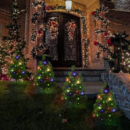 4 Packs Solar Christmas Tree Garden Pathway Lights, d Xmas Tree Solar Yard Landscape Stake Lights, Outdoor Waterproof Christmas Pathway Lights for Christmas Decoration Garden Patio Yard Patio