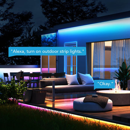 Govee Outdoor LED Strip Lights RGBIC with Warm and Cold White, 65.6ft 2.4G WiFi Christmas Lights Outdoor, IP65 Waterproof, Work with Alexa, Smart Lights for Tree, Yard, Christmas Decorations