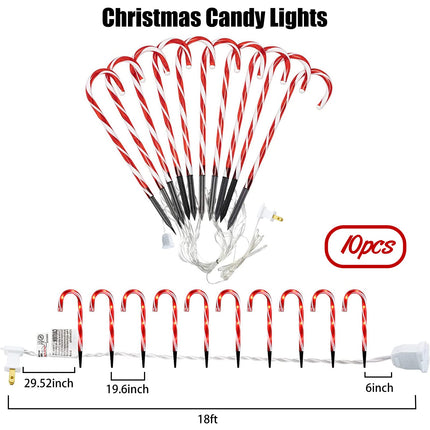 21Inch Christmas Decorations Candy Lights,10 Pack Candy Cane Lights Outdoor Pathway, Candy Cane Christmas Decorations,LED Yard Lawn Pathway Lights,Christmas Outdoor Decoration Lights UL588