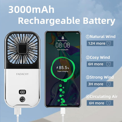 Mini Fan Portable Handheld Fan Rechargeable Small Battery Operated Personal Fan All In 1 As Power Bank, Phone Holder, Hand Held