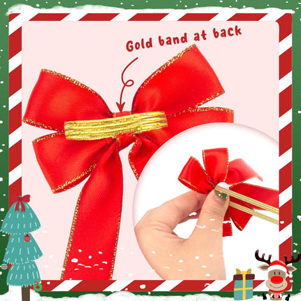 JOHOUSE 20PCS Christmas Bow Decorations, Holiday Red Satin Christmas Wreath Bow, Great for Christmas Garland Outdoor Christmas Decorations Crafts Box Xmas Tree