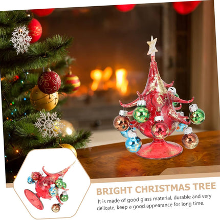 Glass Christmas Tree Miniture Decoration Christmas Decor Artificial Christmas Tree Christmas Table Centerpiece Glass Christmas Trees for Table Mini Sisal Glass Bell Christmas Tree