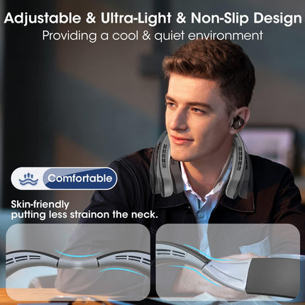 Neck Fan 4 Turbo 6000Mah Portable Neck Fan 360°Cooling Airflow Bladeless Neck Fan Usb Rechargeable With 3 Speeds Adjustment