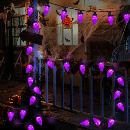 C9 Christmas Lights Outdoor Christmas Decorations,31Ft 50 LED Purple Christmas Lights Outdoor Waterproof, 8 Modes Purple Lights for Halloween Christmas Yard Patio Party Decor