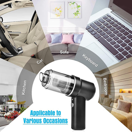 Car Vacuum Cleaner Cordless,Handheld Vacuum Wireless &Air Duster ,Hand Held Vacuuming With 9000Pa Suction 120W High Power, Portable Mini Vacuum Cleaner With Led Light For Carhomeofficeblack