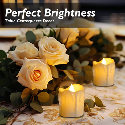 12PCS Battery Operated Tea Lights Votive Flameless Candles with Timer 6hrs On 18 Hrs Off for Christmas Thanksgiving Home Wedding Party Decor