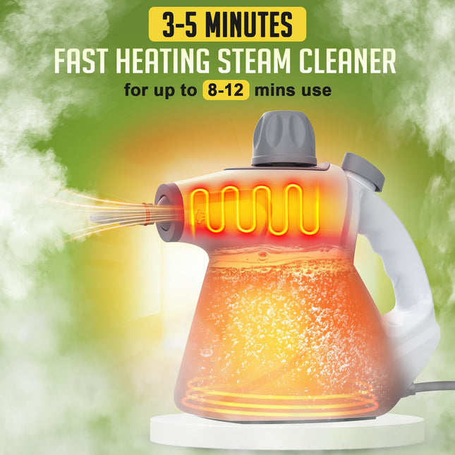Multisurface Handheld Steam Cleaner With 11Pieces Accessories, 15.2Oz All Natural Pressurized Steamer For Cleaning, Multipurpose Steam Cleaner For Home To Remove Dirt, Grout, Tile, Grease And More