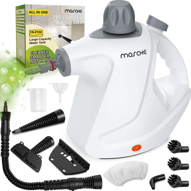 Multisurface Handheld Steam Cleaner With 11Pieces Accessories, 15.2Oz All Natural Pressurized Steamer For Cleaning, Multipurpose Steam Cleaner For Home To Remove Dirt, Grout, Tile, Grease And More