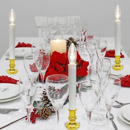 4 Pack Christmas Window Candle Lamps, Battery Operated LED Christmas Window Candle Lights with Automatic Timer and C26 3V LED Bulbs Candlestick for Indoor Windows Table Decor, 4 Suction Cup