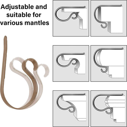 YOFIT Christmas Stocking Holders for Mantle Set of 6, Adjustable and Lightweight Stocking Hanger, Multi-Use Stocking Hooks for Fireplace Mantel Christmas Home Xmas Party Decor