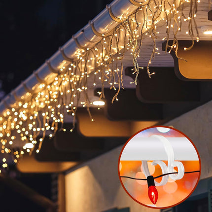 Christmas Banister Clips Christmas Light Clips for Banister Holiday Garland Banister Clips Hanger Hooks for Stockings String Lights Indoor Outdoor Decorations Stair Railing Fence Deck (White, 50 PCS)