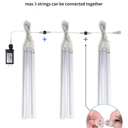 Blingstar Meteor Shower Lights Outdoor 10Tubes 16 Inch 360 LED Christmas Lights Waterproof Falling Rain Lights Plug in Dripping Icicle Lights for Tree Porch Roof Yard Xmas Halloween Decoration, Blue