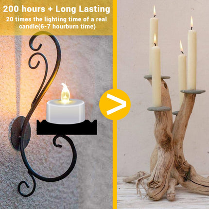 Tea Lights Battery Operated Candles LED Tea Lights Flameless Candles 200+ Hours Flickering Fake Tealights for Sweetest Day Wedding Home Decorations Party (Warm White, 12 Pack)