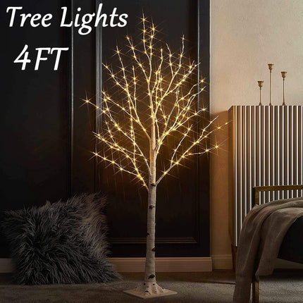 Fudios Lighted Birch Tree 4ft 200 LED Fairy Lights Christmas Twig Trees with Lights for Outdoor Inside Decoration