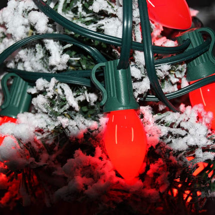 25 Pack Red LED Light Bulbs C7 Replacement Bulbs - LED Glass Opaque Red Bulbs for Christmas Tree Garland Decor, Christmas Lights Replacement Bulbs for Home Yard Porch Stair, E12 Base, 0.6W