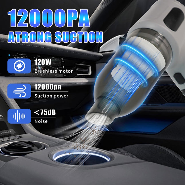 Handheld Car Vacuum Cleaner, 12000Pa Mini Vacuum Cleaner Cordless With Brushless Motor, 4 In 1 Rechargeable High Power Portable Car Vacuum For Car,Office And Home Cleaning Grey